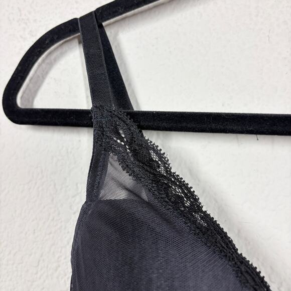 Natori 32D Feathers Plunge Bra Black Lace Underwired Padded Adjustable Strap - Picture 6 of 10